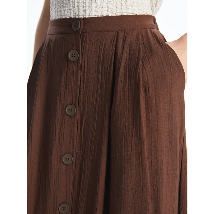 LCWAIKIKI Classic Kahverengi Beli Lastikli Dokulu Pileli Etek