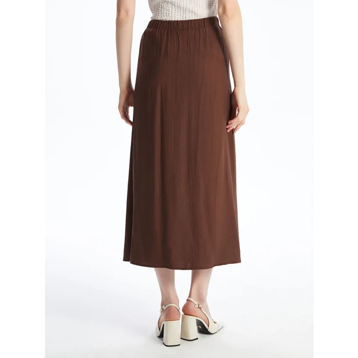 LCWAIKIKI Classic Kahverengi Beli Lastikli Dokulu Pileli Etek