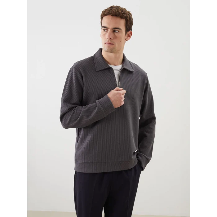 LCW Vision Antrasit Polo Yaka Erkek Sweatshirt