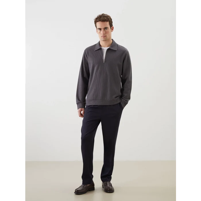 LCW Vision Antrasit Polo Yaka Erkek Sweatshirt
