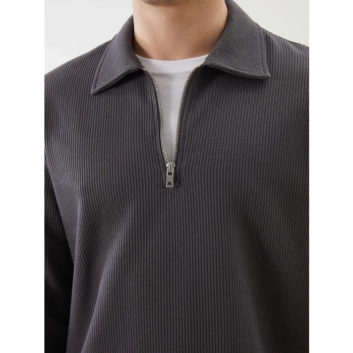 LCW Vision Antrasit Polo Yaka Erkek Sweatshirt