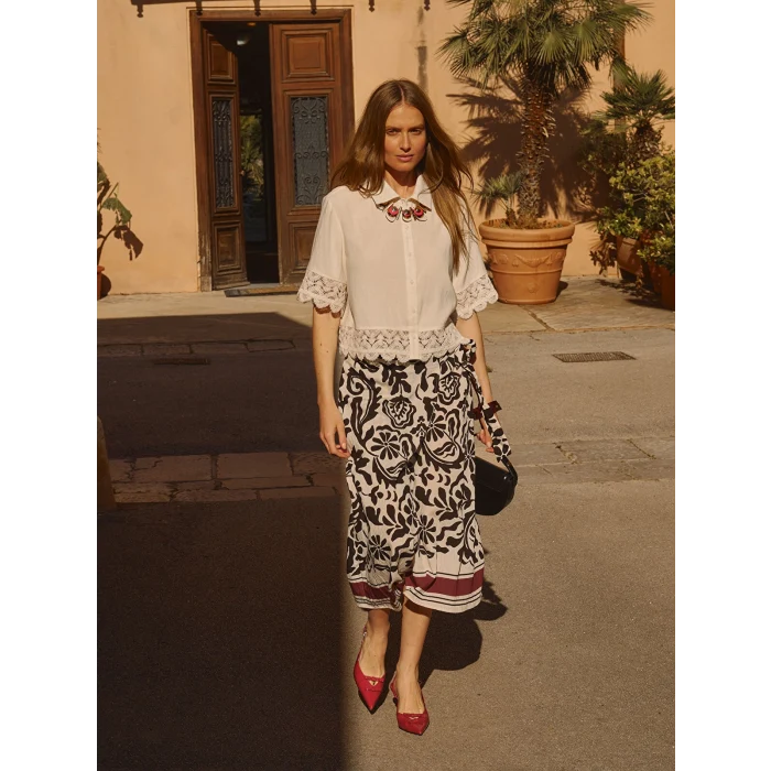 LCWAIKIKI Classic Siyah Beli Lastikli Desenli Etek