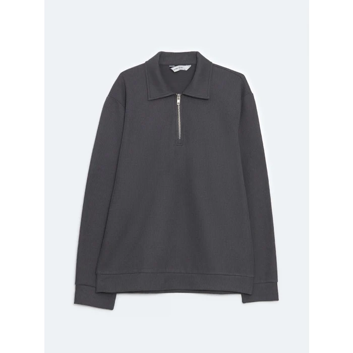 LCW Vision Antrasit Polo Yaka Erkek Sweatshirt