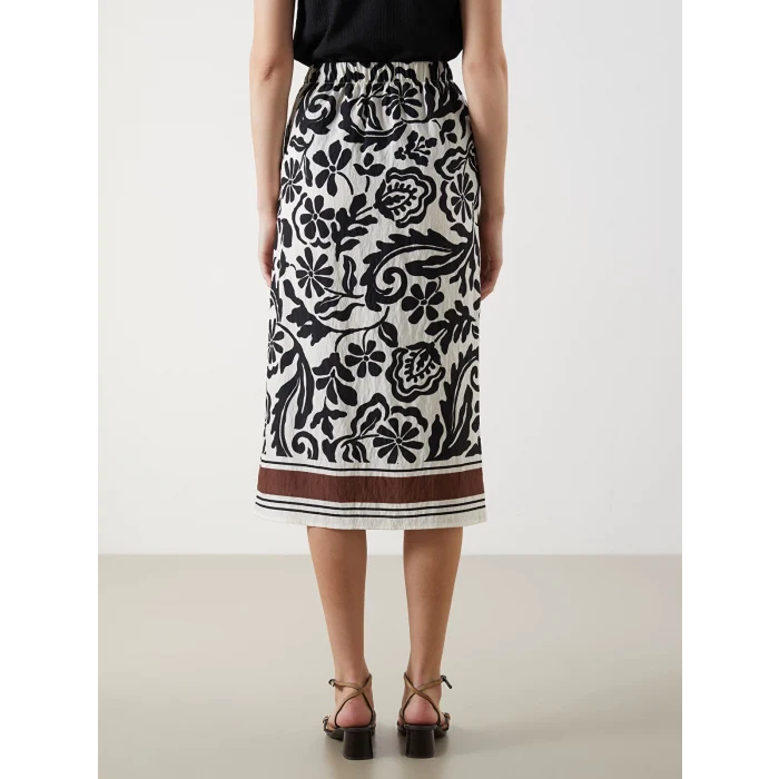 LCWAIKIKI Classic Siyah Beli Lastikli Desenli Etek