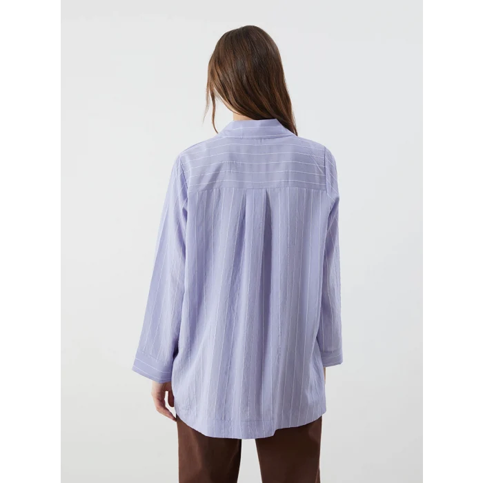 LCWAIKIKI Classic Mor Gömlek Yaka Çizgili Kadın Tunik