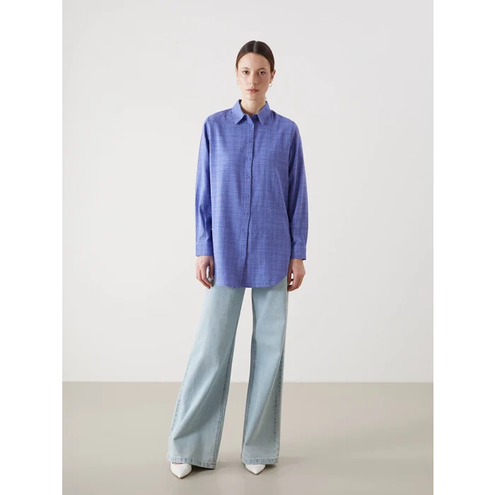 LCWAIKIKI Classic Lila Dokulu Kadın Gömlek Tunik