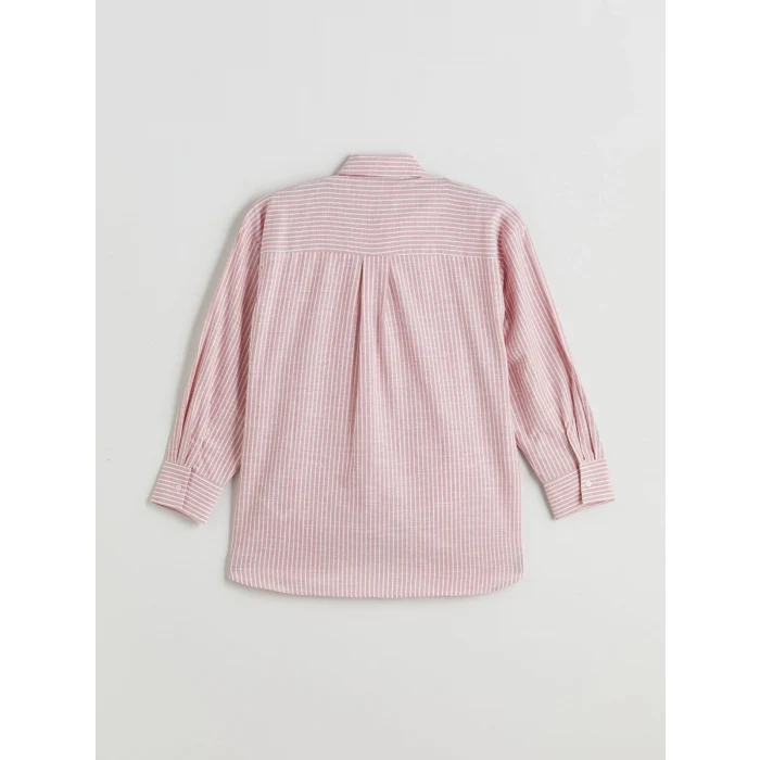 LCW Modest Pembe Kiraz Nakışlı Oversize Kadın Gömlek Tunik