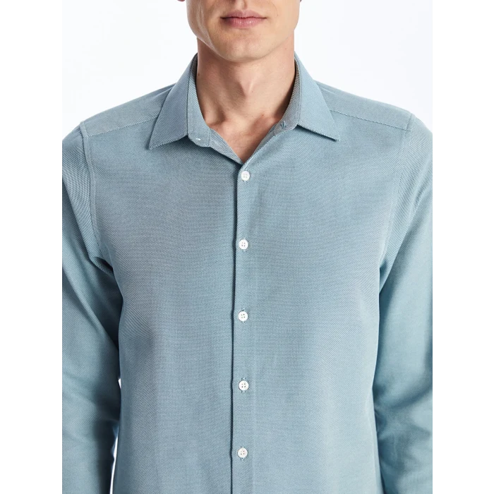 LCWAIKIKI Formal Yeşil Slim Fit Uzun Kollu Oxford Erkek Gömlek