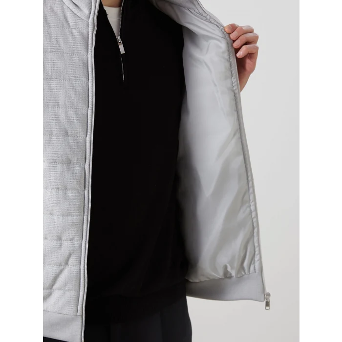 LCW Vision Gri Slim Fit Dik Yaka Erkek Mont