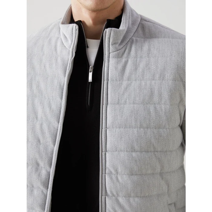 LCW Vision Gri Slim Fit Dik Yaka Erkek Mont