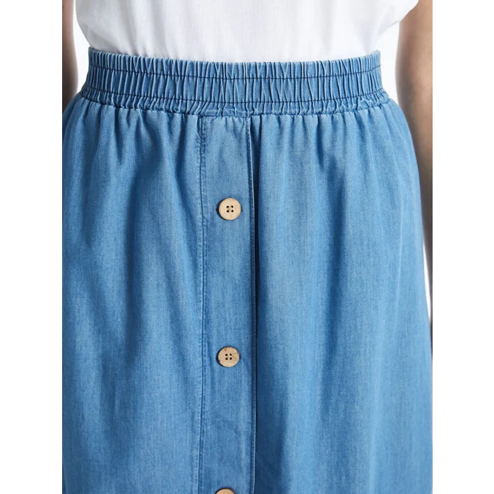 LCW Grace Mavi Beli Lastikli Kadın Jean Etek