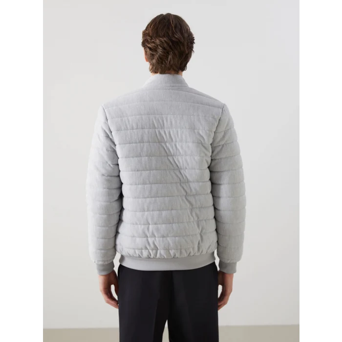 LCW Vision Gri Slim Fit Dik Yaka Erkek Mont