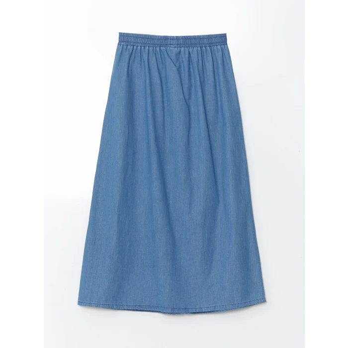 LCW Grace Mavi Beli Lastikli Kadın Jean Etek