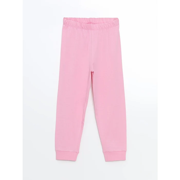 LCW Kids Pembe Bisiklet Yaka Baskılı Kız Çocuk Pijama Takımı
