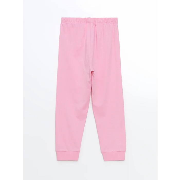 LCW Kids Pembe Bisiklet Yaka Baskılı Kız Çocuk Pijama Takımı