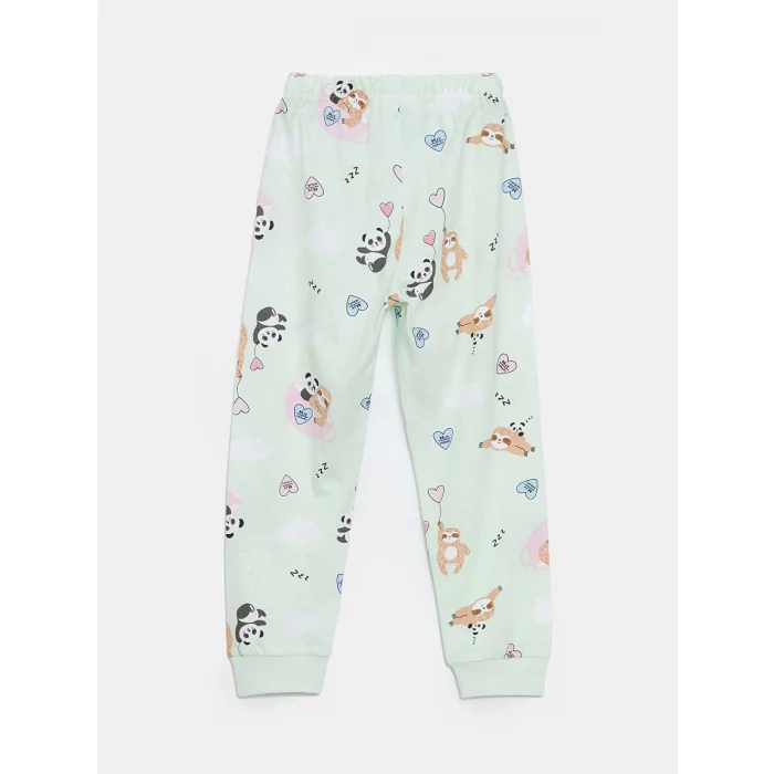 LCW Kids Sari Bisiklet Yaka Baskılı Kız Çocuk Pijama Takımı