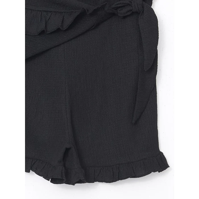 XSIDE Siyah Beli Lastikli Dokulu Kadın Şort Etek