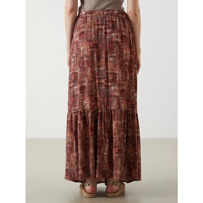 LCW Grace Kirmizi Beli Lastikli Çiçekli A Kesim Etek