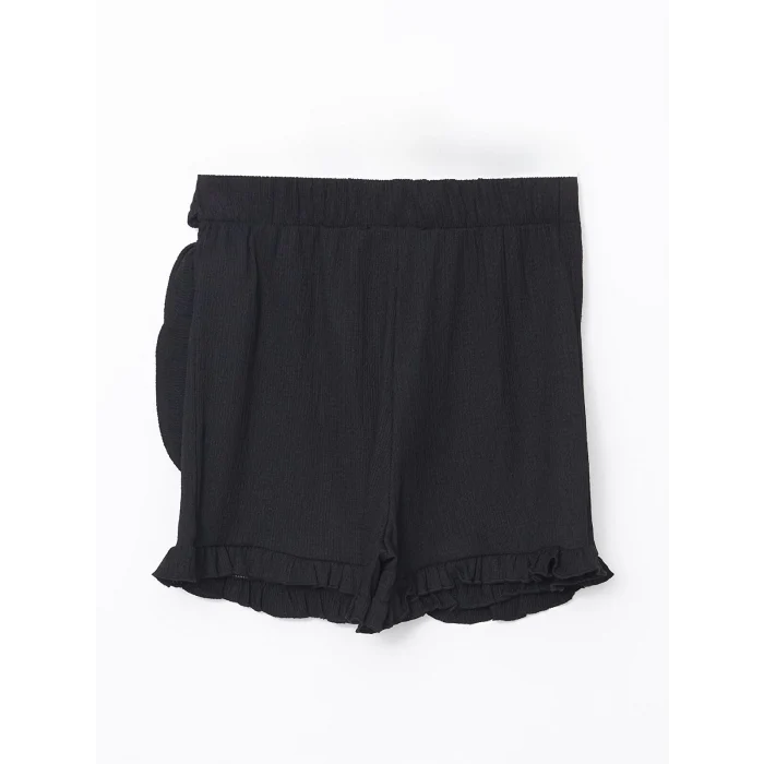 XSIDE Siyah Beli Lastikli Dokulu Kadın Şort Etek