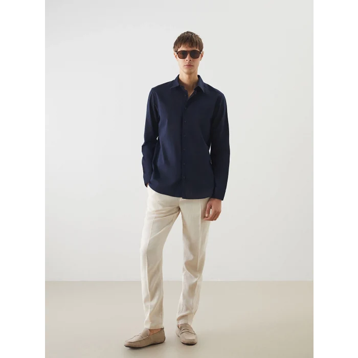 SOUTHBLUE Bej Slim Fit Keten Karışımlı Erkek Pantolon