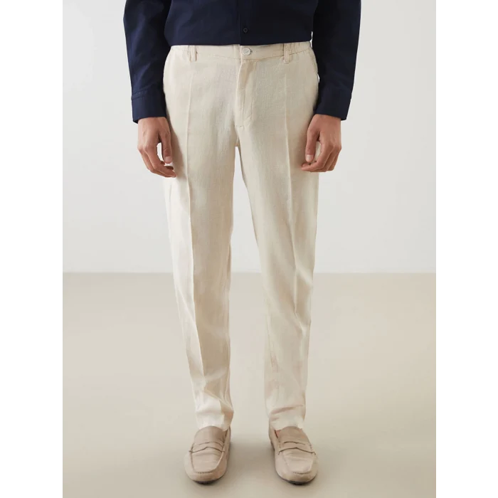 SOUTHBLUE Bej Slim Fit Keten Karışımlı Erkek Pantolon