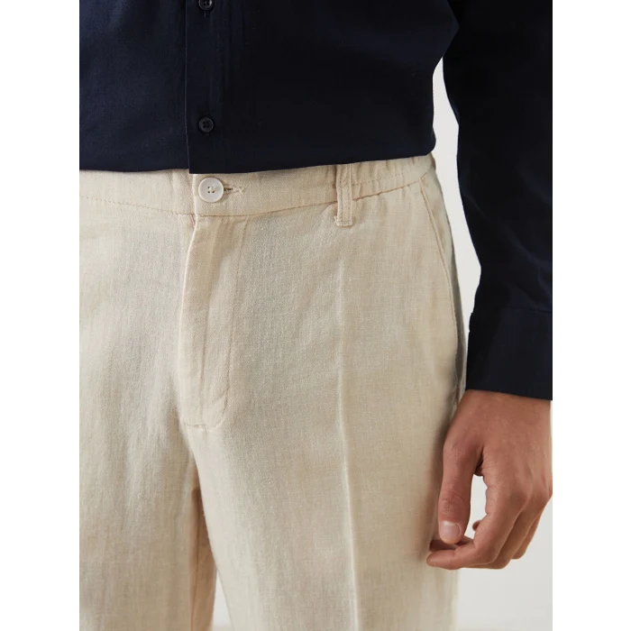 SOUTHBLUE Bej Slim Fit Keten Karışımlı Erkek Pantolon