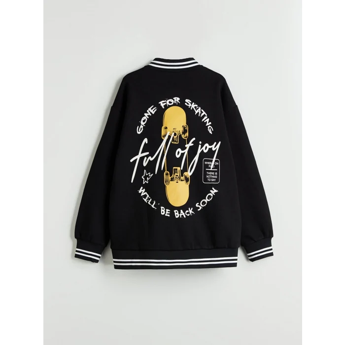 LCW Kids Siyah Baskılı Erkek Çocuk Kolej Ceket