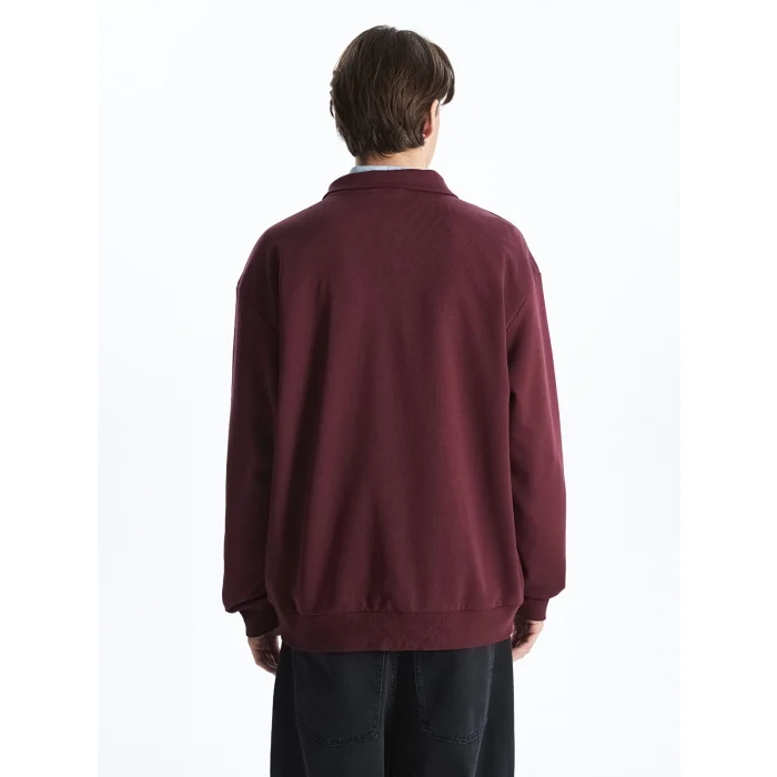 XSIDE Bordo Fermuarlı Dik Yaka Uzun Kollu Erkek Sweatshirt