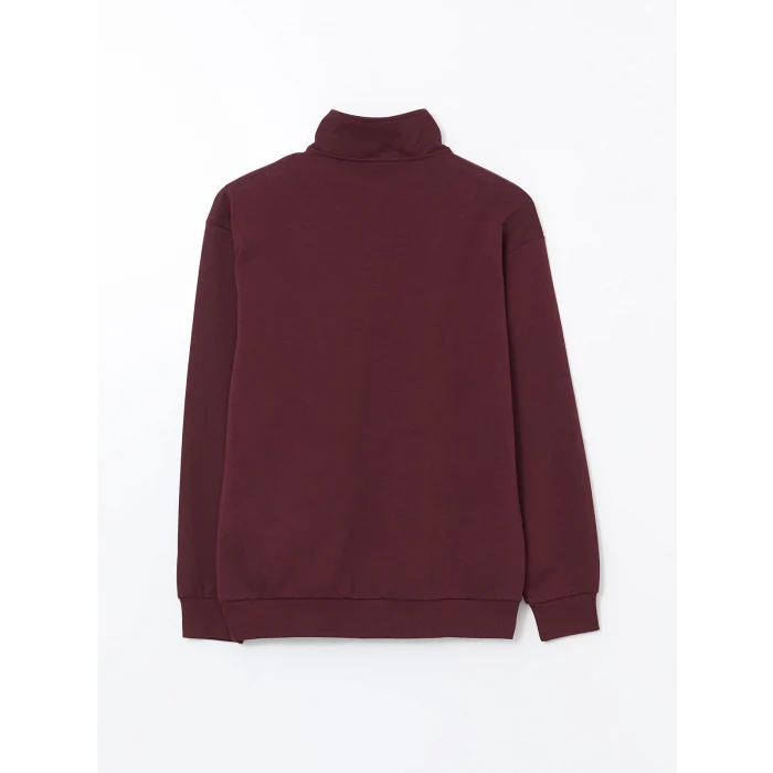 XSIDE Bordo Fermuarlı Dik Yaka Uzun Kollu Erkek Sweatshirt