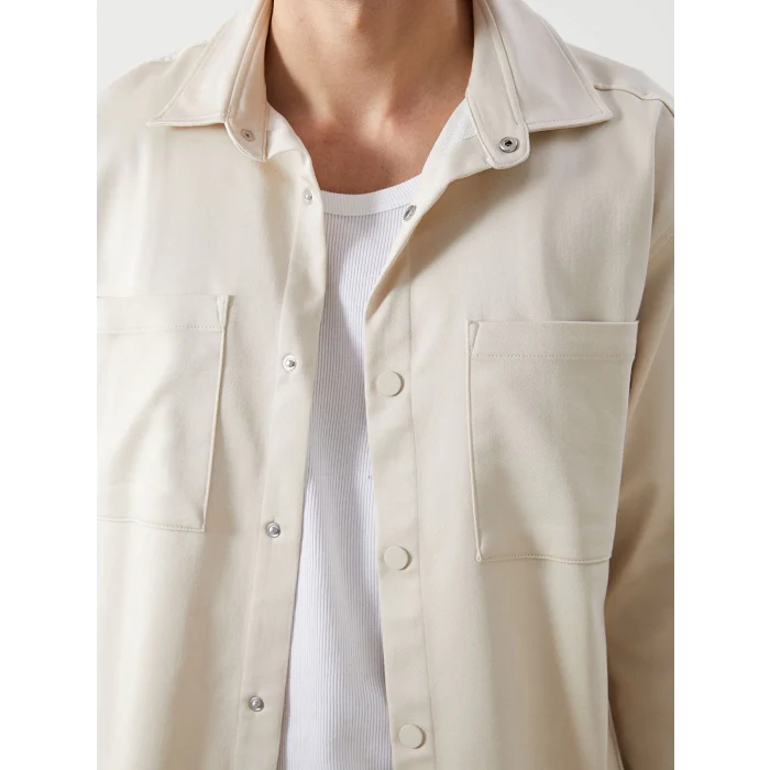 XSIDE Bej Rahat Kalıp Uzun Kollu Erkek Gömlek Ceket