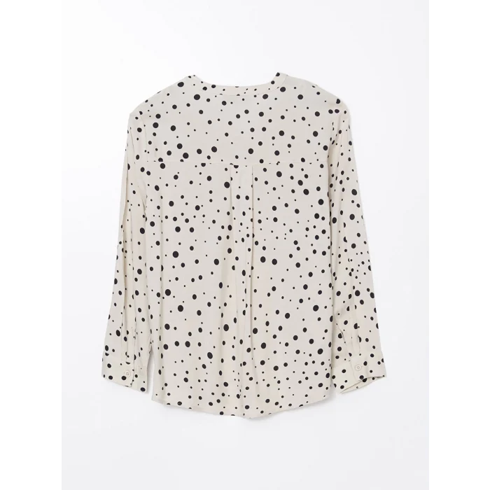 LCW Grace Bej Kaçık Yaka Desenli Kadın Bluz