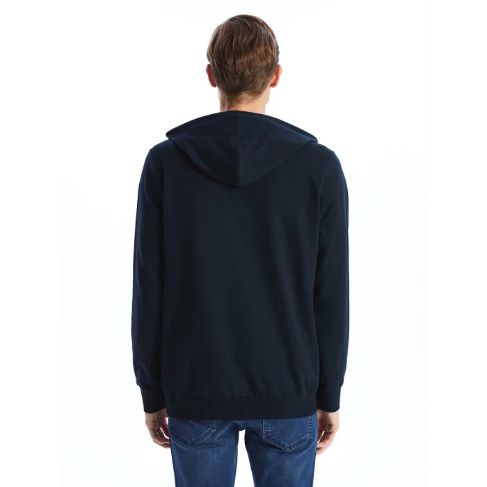 LCWAIKIKI Basic Lacivert Kapüşonlu Uzun Kollu Erkek Fermuarlı Sweatshirt