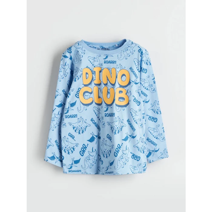 LCW Kids Mavi Bisiklet Yaka Erkek Çocuk Pijama Takımı