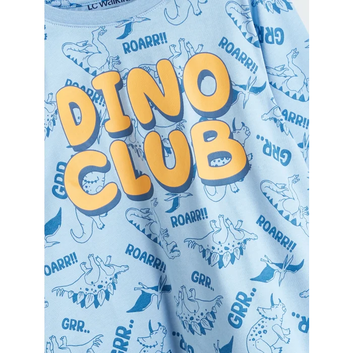 LCW Kids Mavi Bisiklet Yaka Erkek Çocuk Pijama Takımı