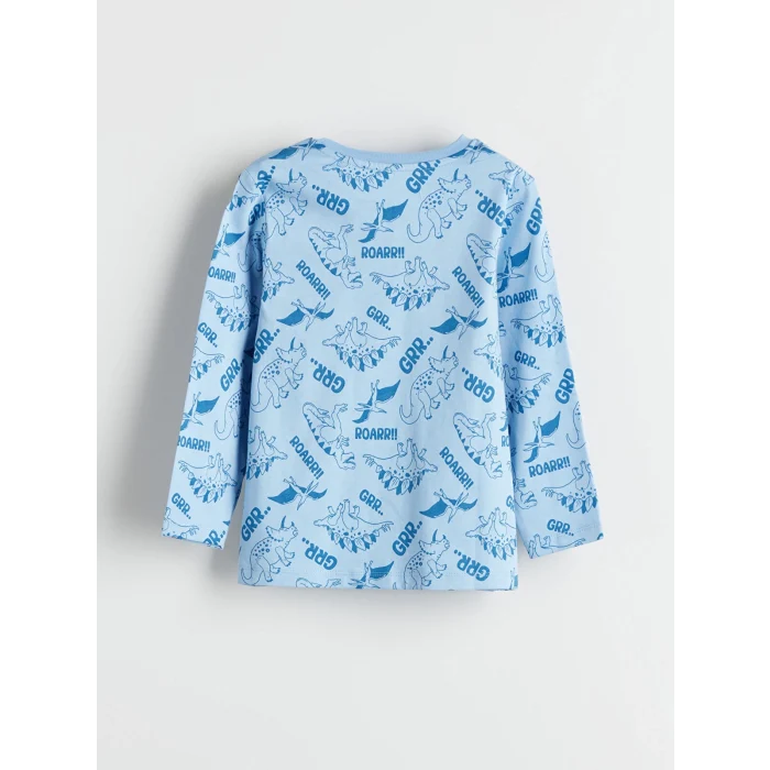 LCW Kids Mavi Bisiklet Yaka Erkek Çocuk Pijama Takımı