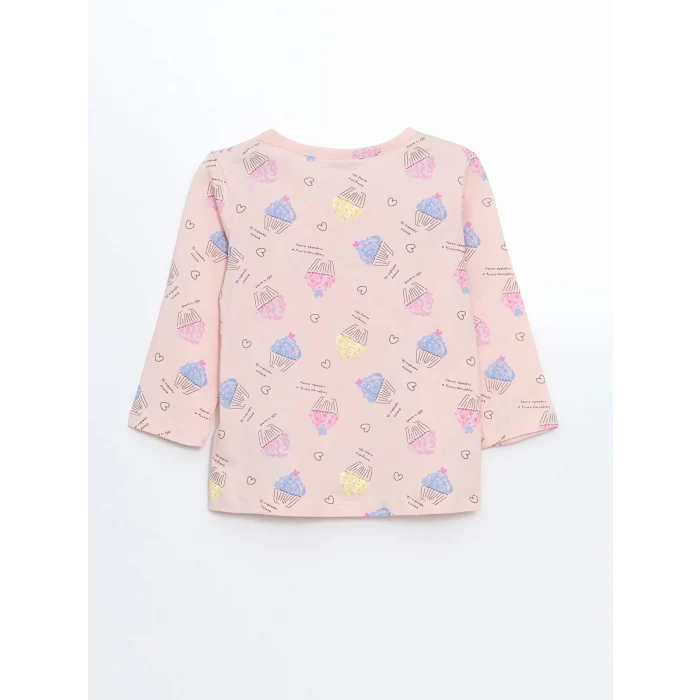 LCW Kids Pembe Bisiklet Yaka Baskılı Kız Çocuk Pijama Takımı