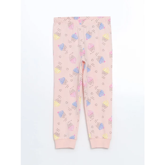 LCW Kids Pembe Bisiklet Yaka Baskılı Kız Çocuk Pijama Takımı