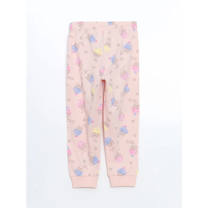 LCW Kids Pembe Bisiklet Yaka Baskılı Kız Çocuk Pijama Takımı