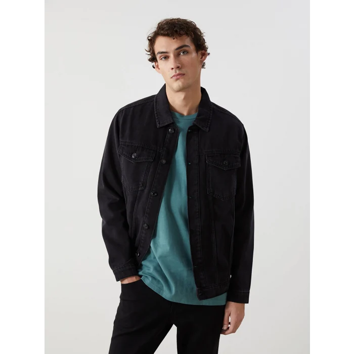 LCW Jeans Siyah Standart Kalıp Erkek Jean Ceket