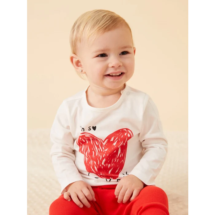 LCW baby Ekru Bisiklet Yaka Kız Bebek Pijama Takımı