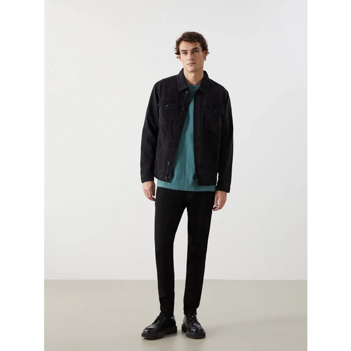 LCW Jeans Siyah Standart Kalıp Erkek Jean Ceket