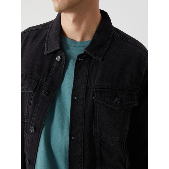 LCW Jeans Siyah Standart Kalıp Erkek Jean Ceket