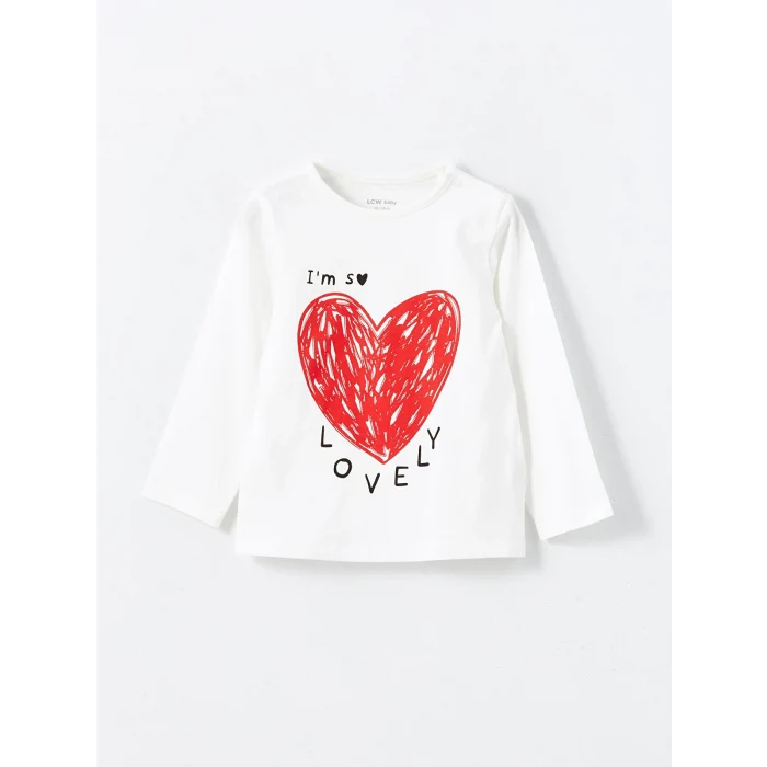 LCW baby Ekru Bisiklet Yaka Kız Bebek Pijama Takımı