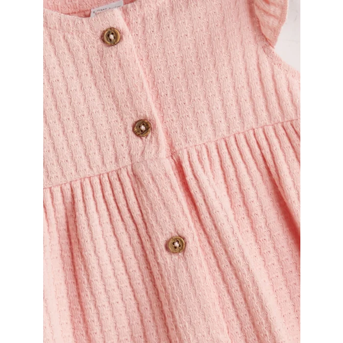 LCW baby Pembe Bisiklet Yaka Dokulu Kız Bebek Bluz ve Şort 2li