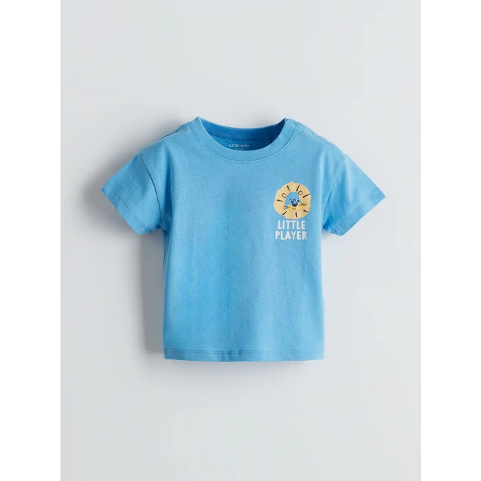 LCW baby Mavi Baskılı Erkek Bebek Tişört ve Şort 2li