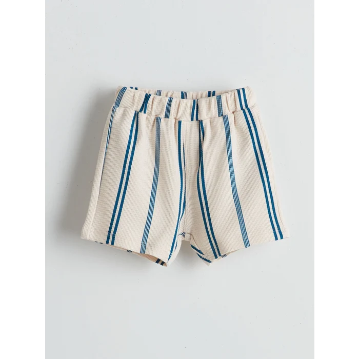 LCW baby Mavi Baskılı Erkek Bebek Tişört ve Şort 2li