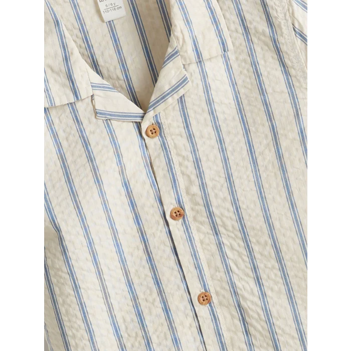 LCW baby Bej Kısa Kollu Armürlü Erkek Çocuk Gömlek