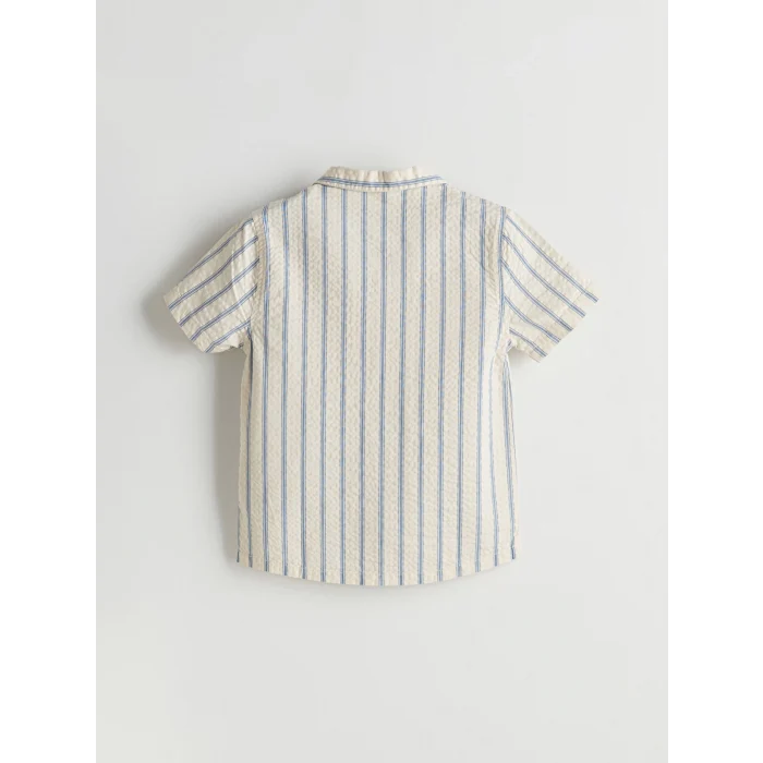 LCW baby Bej Kısa Kollu Armürlü Erkek Çocuk Gömlek