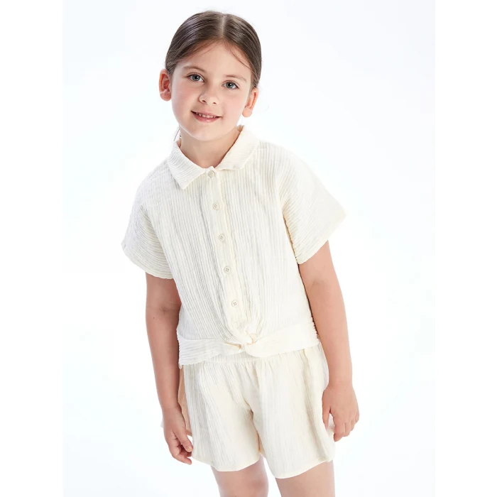 LCW Kids Ekru Basic Kız Çocuk Müslin Gömlek