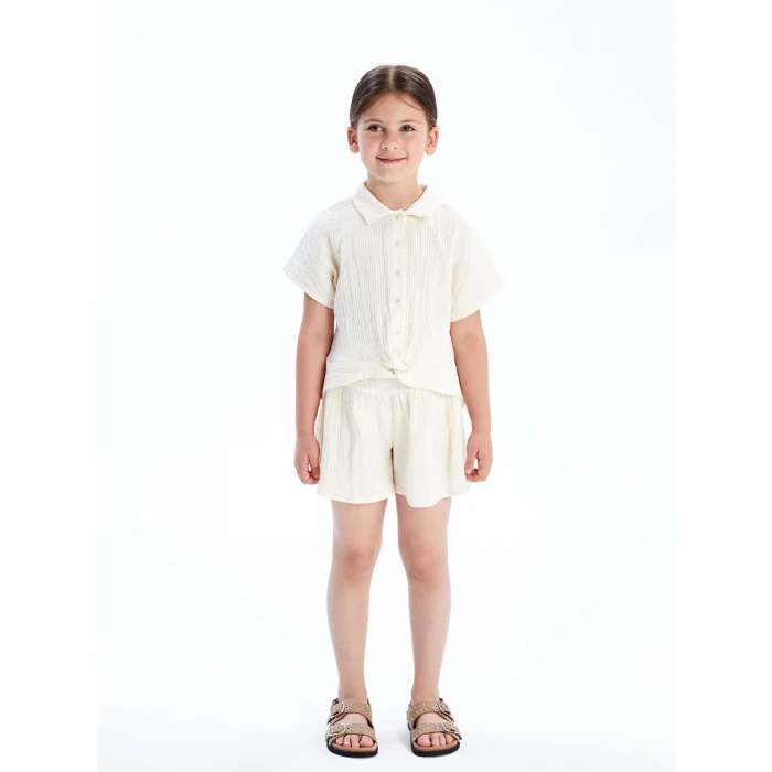 LCW Kids Ekru Basic Kız Çocuk Müslin Gömlek